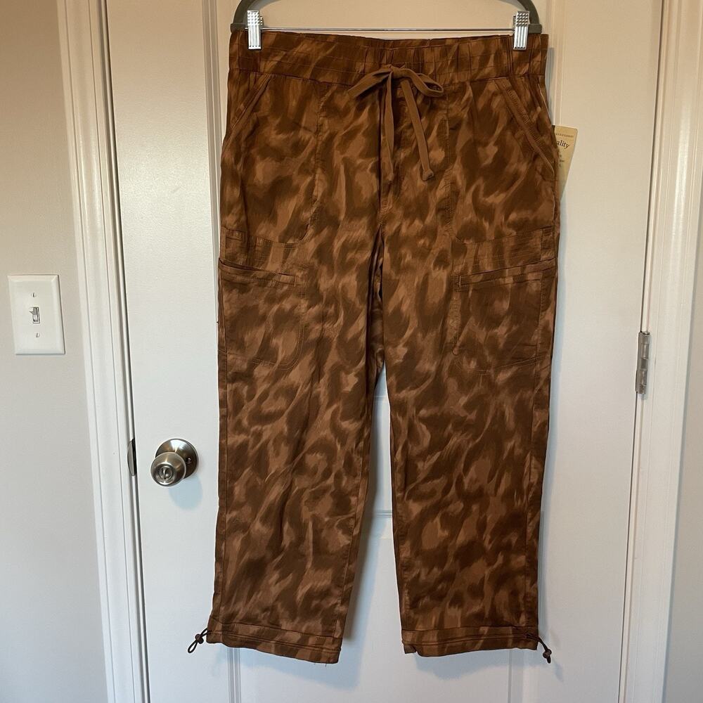 NWT Democracy Women’s Size 12 Streetwear Leopard Print Cargo Utility Pants Brown